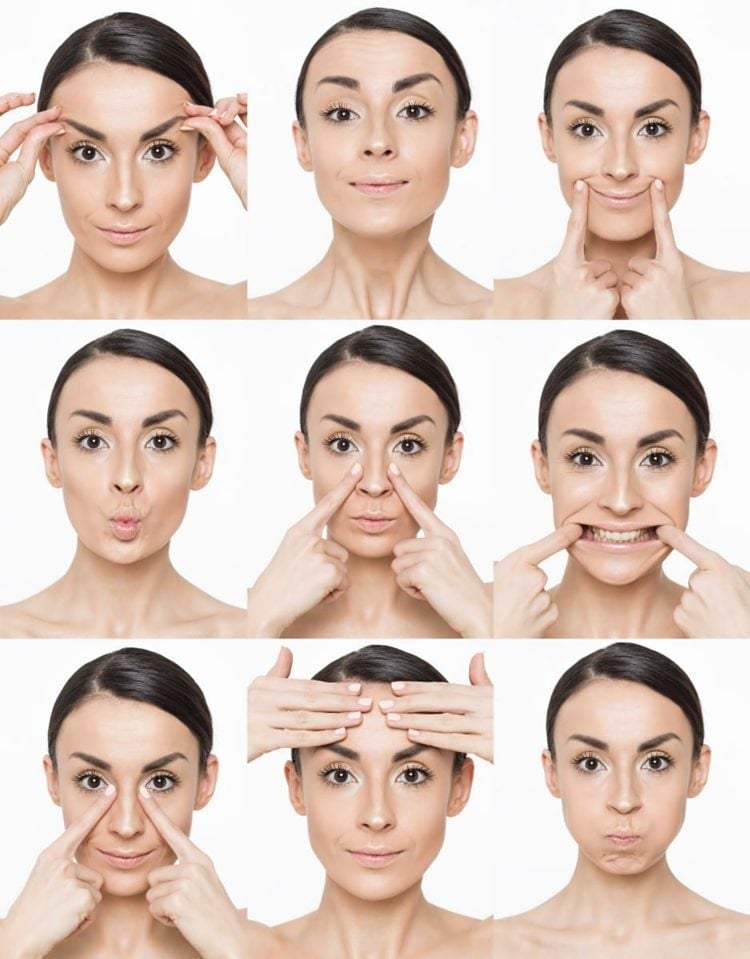 Hautstraffende Gesichtsyoga Übungen für die tägliche Hautpflege-Routine