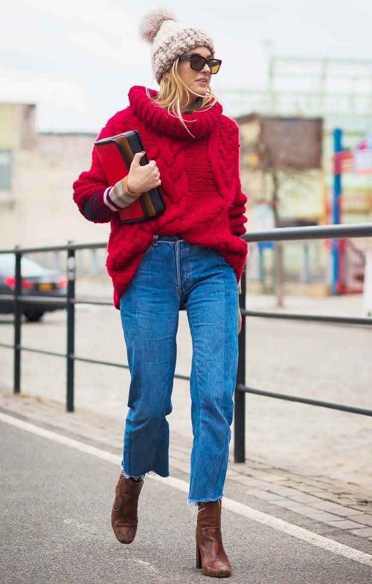 Long Pullover wie kombinieren Oversized Outfit Modetrend