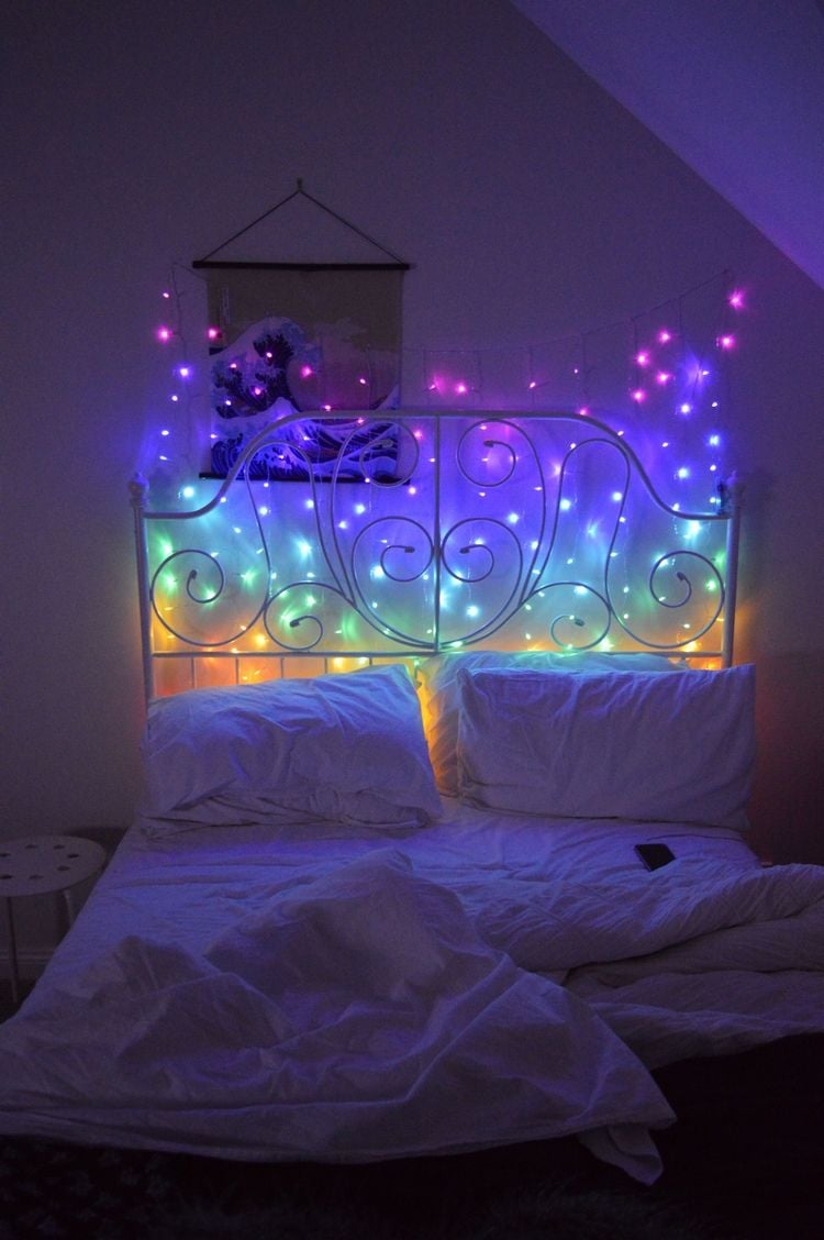 RGB Lichterkette in Regenbogenfarben für Schlafzimmer
