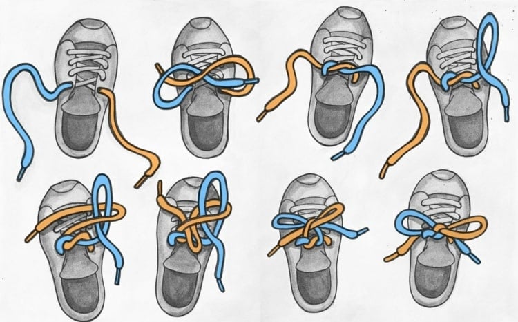 Schuhe binden lernen mit Kreuzknoten als Klassiker mit Anleitung