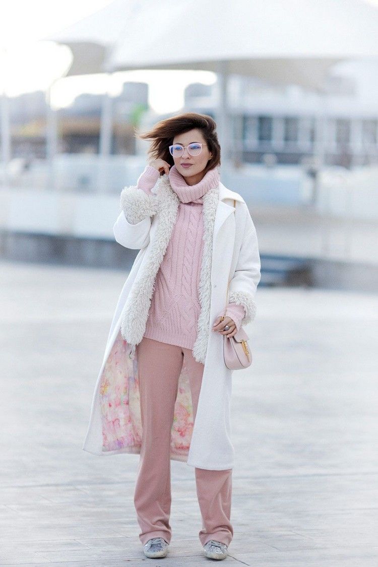 Teddymantel kombinieren Pastellfarben Winter Outfits