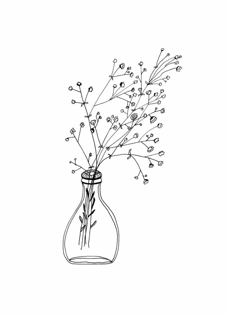 Vase mit Schleierkraut - Die Blüten mit französischen Knoten gestalten