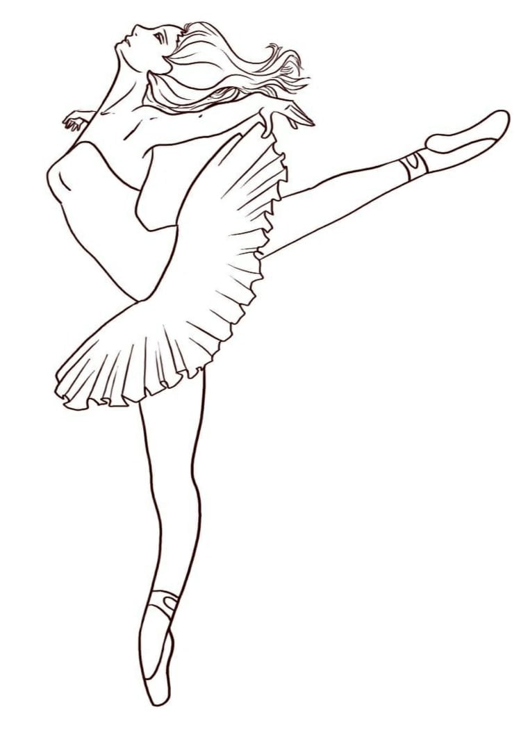 Vorlage zum Ausmalen und Bekleben mit Anspitzresten - Ballerina mit Tutu