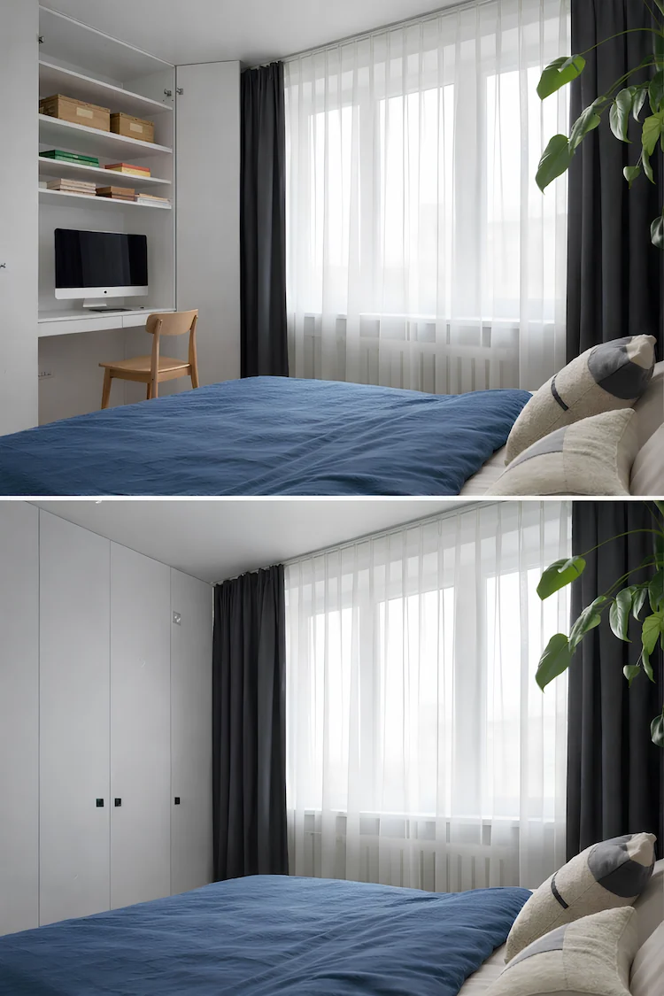 büro im schlafzimmer verstecken