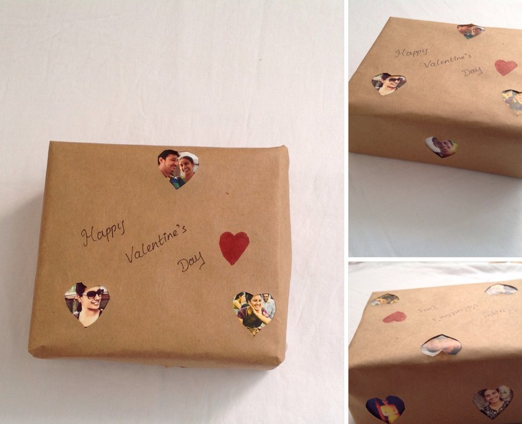 personalisierte Geschenkverpackung Valentinstag mit Fotos