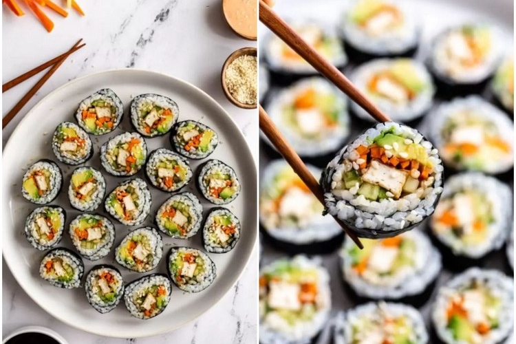 veganes Sushi mit Tofu und Gemüse
