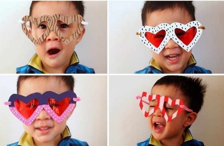 Basteln für Valentinstag mit Kindern Herz -Brille selber machen