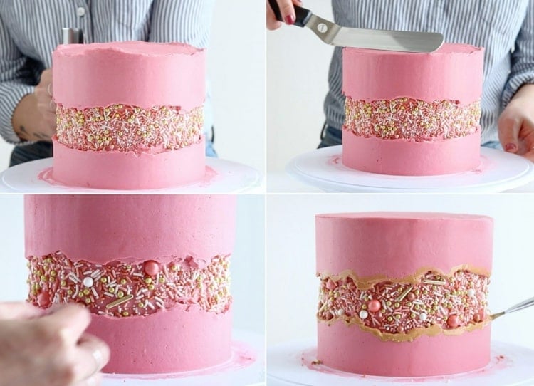 DIY Fault Line Cake mit Buttercreme in Rosa