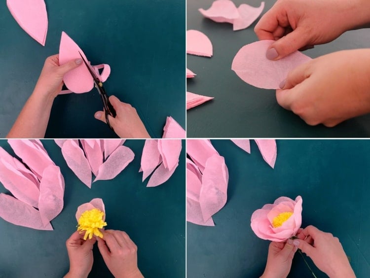 Einfache Bastelideen für den Frühling und Ostern - Blütenblätter aus Papier