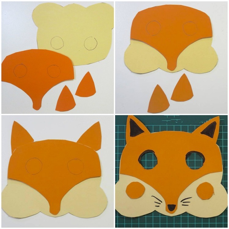 Fuchs Maske aus Tonpapier mit Kindern basteln