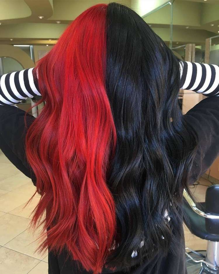 Haare rot und schwarz färben Two Tone Hair Haartrend
