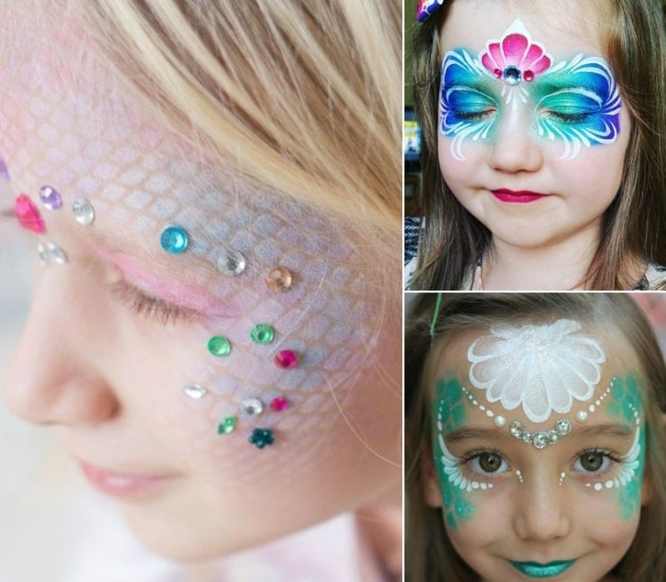 Kreative Ideen zum Schminken von Mädchen für ein Meerjungfrauenkostüm