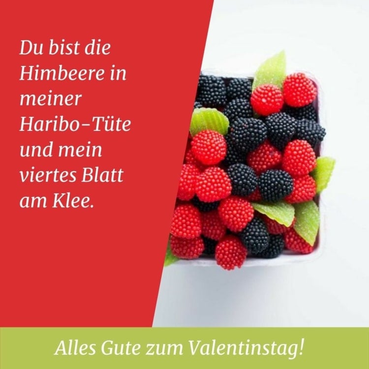 Lustige Valentinstag Sprüche - Du bist meine Himbeere in der Haribo-Tüte