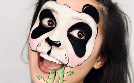 Panda schminken Frau Ideen für Karneval Makeup