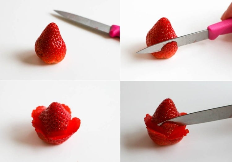 Rosen aus Erdbeeren selber machen - Einfache Anleitung für Anfänger