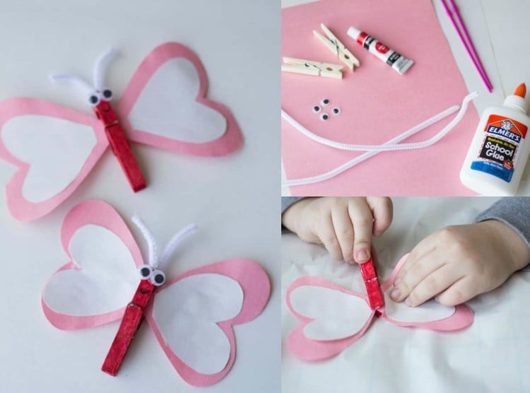 Valentinstag Bastelideen für Kinder Geschenk aus Buntpapier