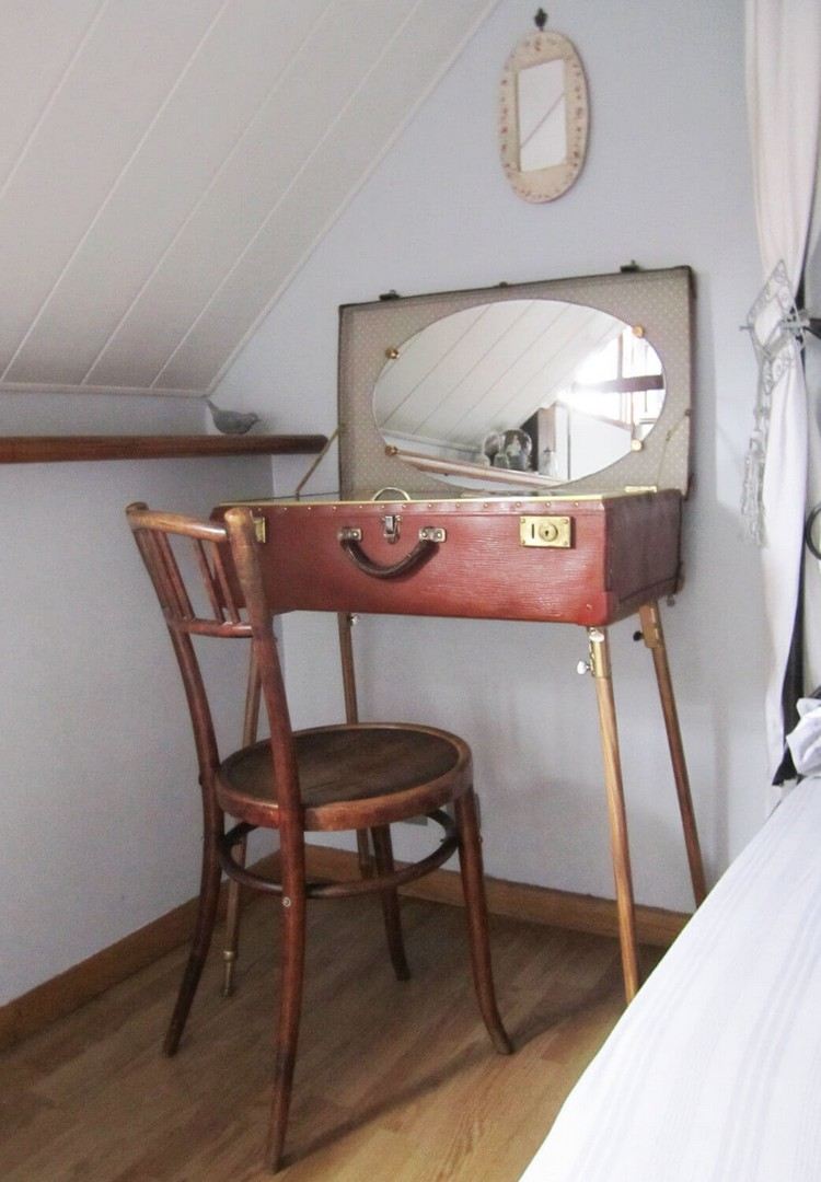 Vintage Schlafzimmer Ideen Schminktisch aus Koffer