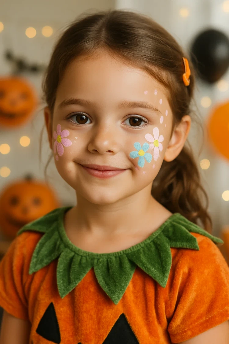 blumen schminken kinder halloween fasching