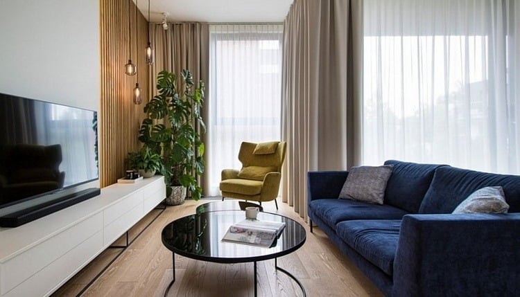 dunkelblaues sofa einrichtungsideen fürs moderne wohnzimmer