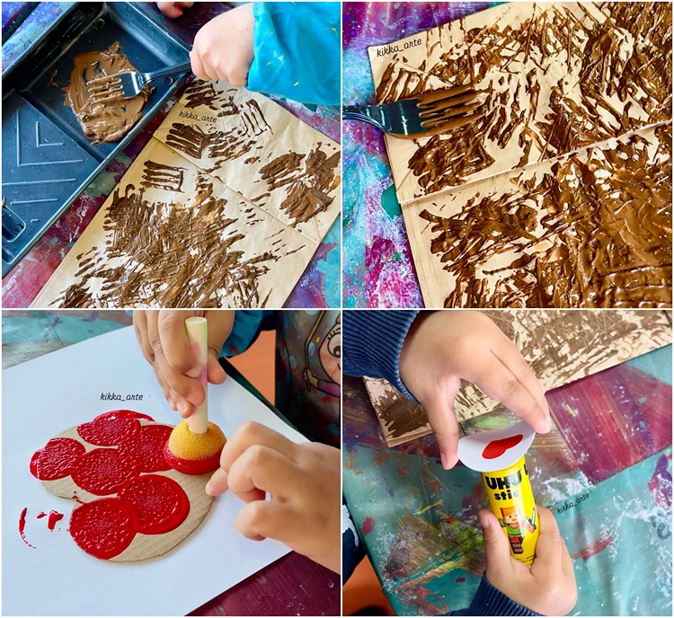 Ein Papiertüte mit brauner Farbe und Gabel gestalten