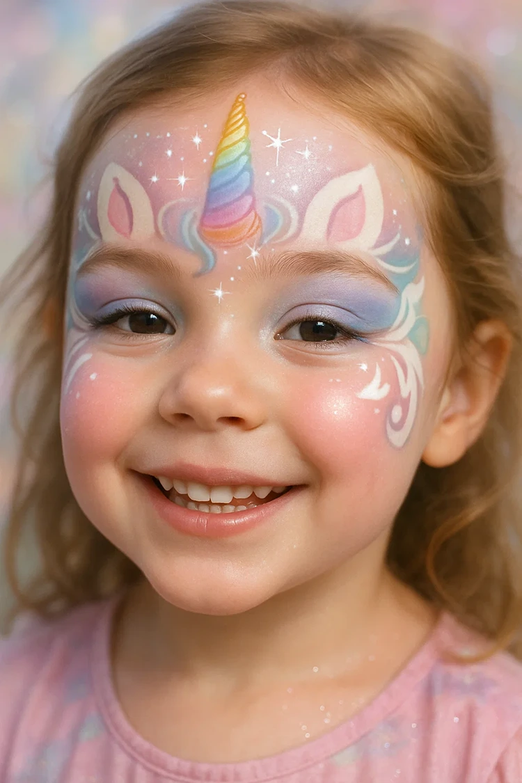 einhorn schminken mit regenbogen hörnchen