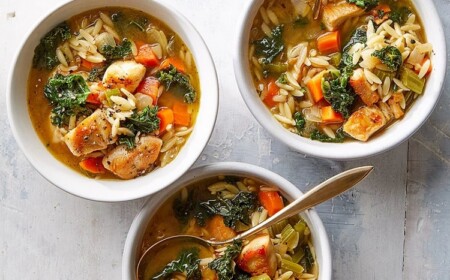 eiweisshaltige suppe mit hähnchen und orzo