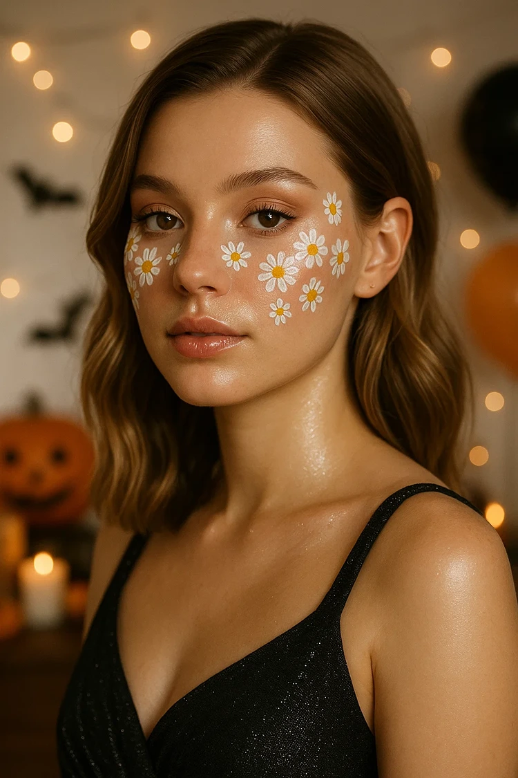 zarte gänseblümchen schminken frau halloween