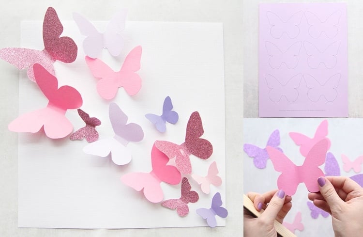 3D Schmetterlinge aus Tonkarton selber machen Anleitung