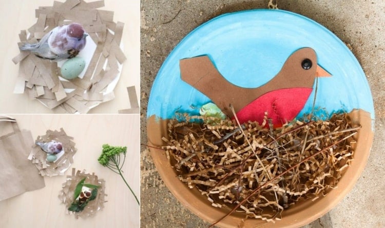 Aus Papierstreifen Nester basteln - Kreative Ideen für die ganz kleinen