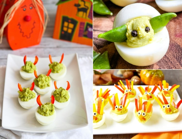 Eier dekorieren für Halloween oder Erntedankfest - Teufel, Yoda und Truthahn