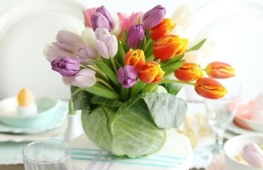 Gesteck mit Tulpen selber machen Anleitung