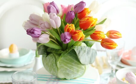 Gesteck mit Tulpen selber machen Anleitung