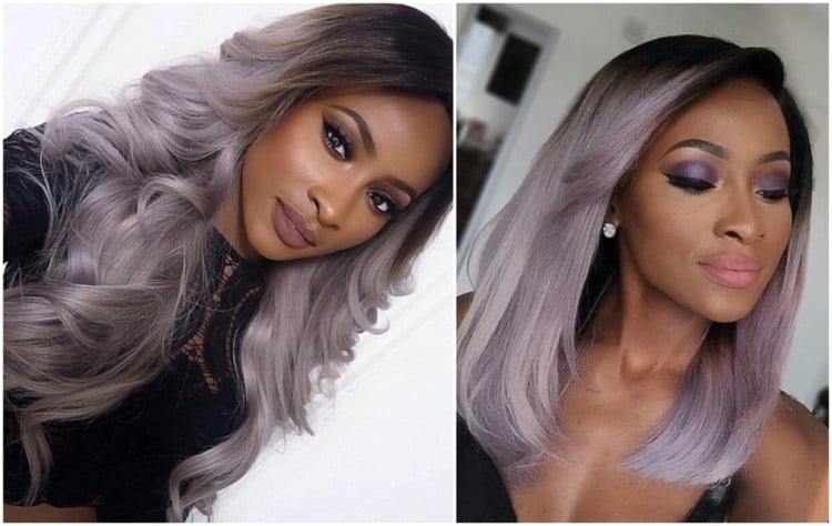 Grau-lila Haare für dunkle Haut perfekt
