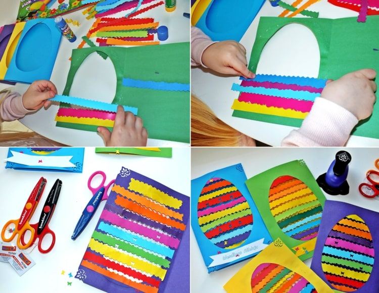 Grußkarten für Ostern aus Papier selber machen - Einfache Idee für Kinder