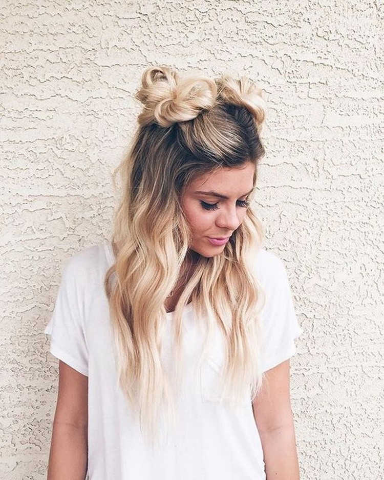 Haare halboffen tragen Two Buns Hairstyles Dutt Frisur Anleitung