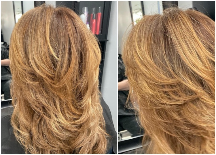 Haarfarbe Bronze mit honigblonden Spitzen über 50