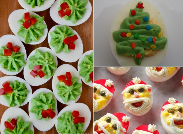 Ideen für Weihnachten mit gekochten Eiern - Tannenbäume und Weihnachtsmänner