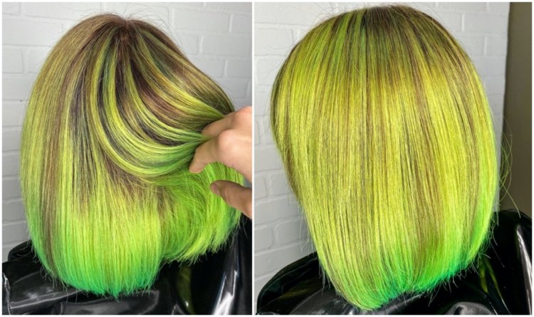 Neon Haare lila grün und blond