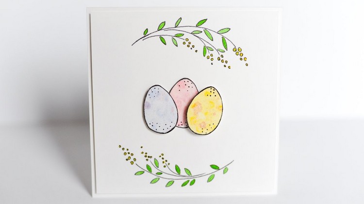 Osterkarten basteln Ideen für Erwachsene mit Watercolor Maltechnik