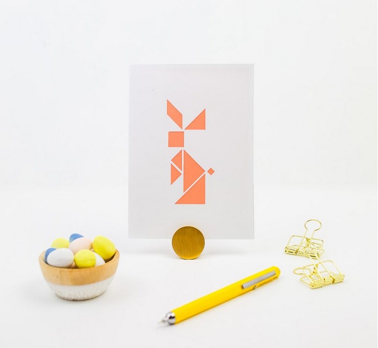 Osterkarten gestalten Ideen für Erwachsene mit Hase in Origami Form