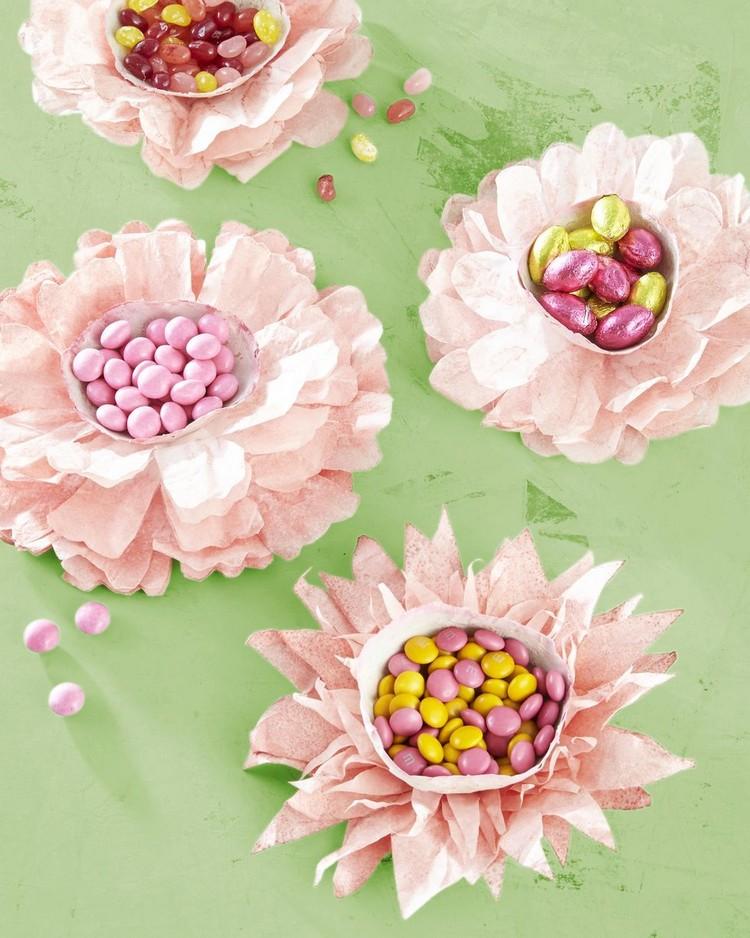 Tischdeko aus Kreppapier in Pastell Rosa selber machen
