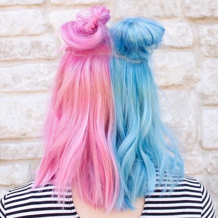 Zuckerwatte rosa Haare und Blau Zweifarbig