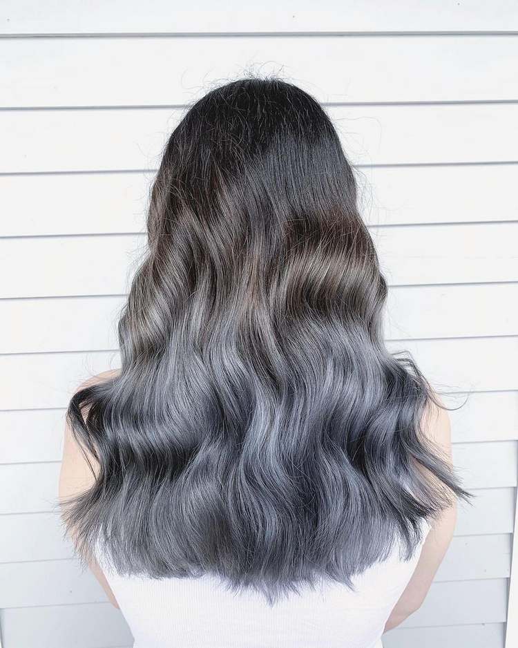 schwarze haare ombre grau färben