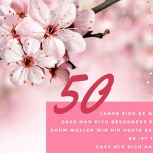 Geburtstagssprüche für 50 für Frau mit Grußkarte zum kostenlos herunterladen