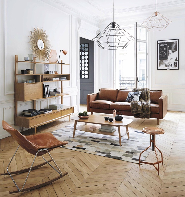 Möbel aus braunem Leder passen perfekt zum Mid Century Modern Retro Stil