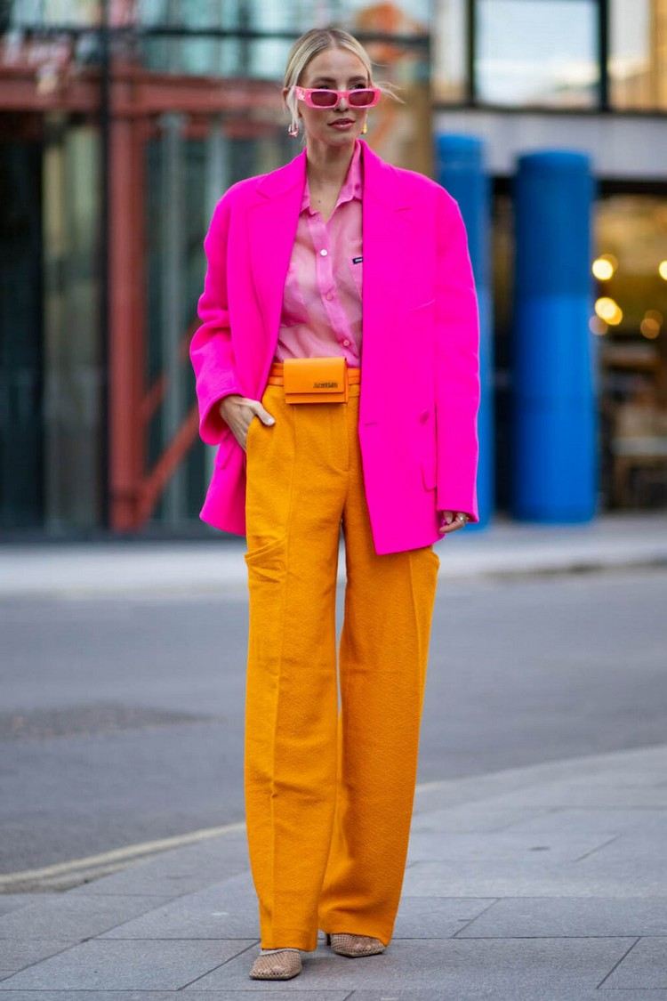 Neonfarben kombinieren Modetrends Frühjahr 2021 coole Frühling Outfits