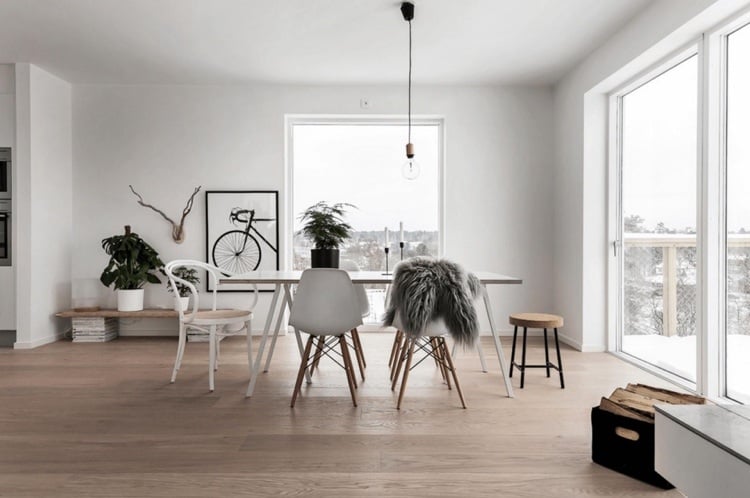 Scandi Style Esszimmer mit minimalistischem Flair
