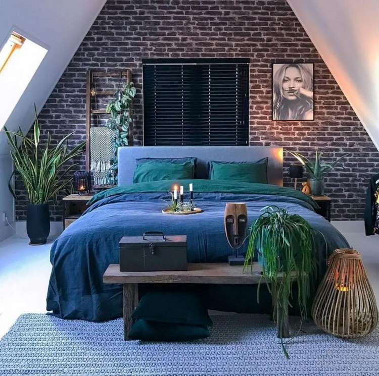 Schlafzimmer mit Dachschräge Deko mit Bezug auf Natur
