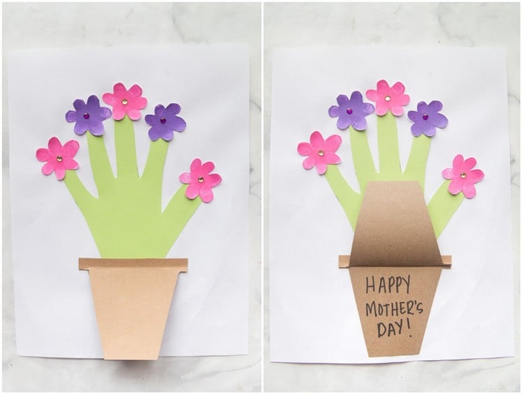 Schöne DIY Muttertagskarte vom Kind Blumentopf