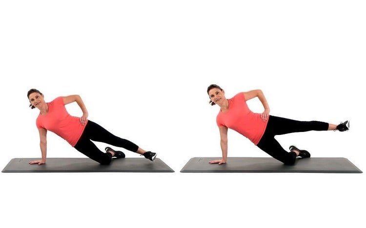 Seitlicher Plank mit Beinheben Übung für Oberschenkel und seitliche Bauchmuskeln